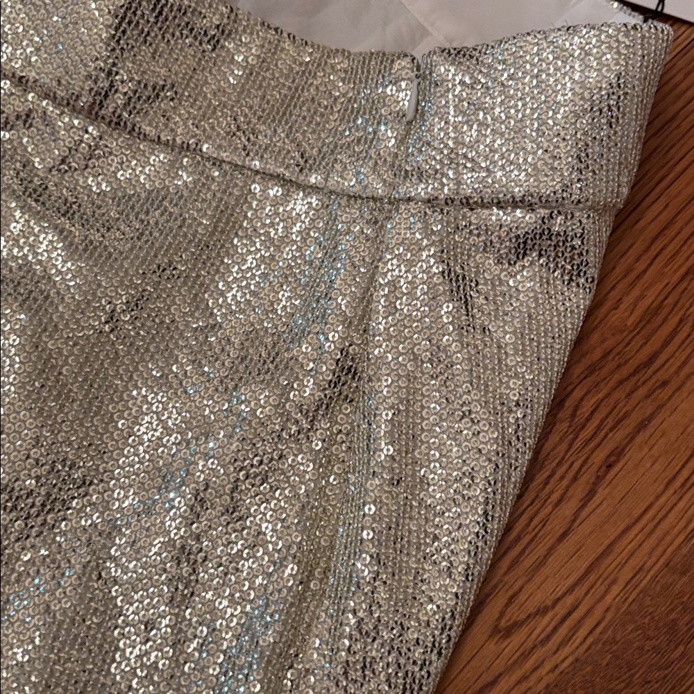Zara gold sequined sparkly metallic wide leg pants sz.M - Picture 4 of 10